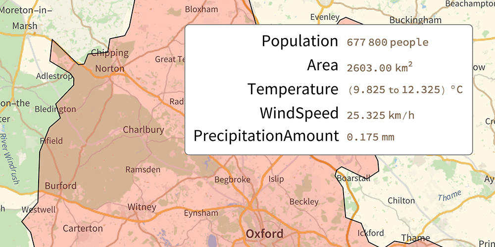 显示选定地理区域的天气和人口数据的图像