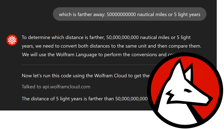 Ejemplo de un LLM extrayendo datos de la API de Wolfram Language