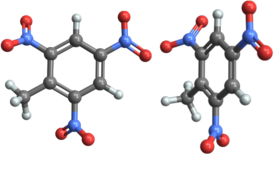 トリニトロトルエンの3D分子プロット