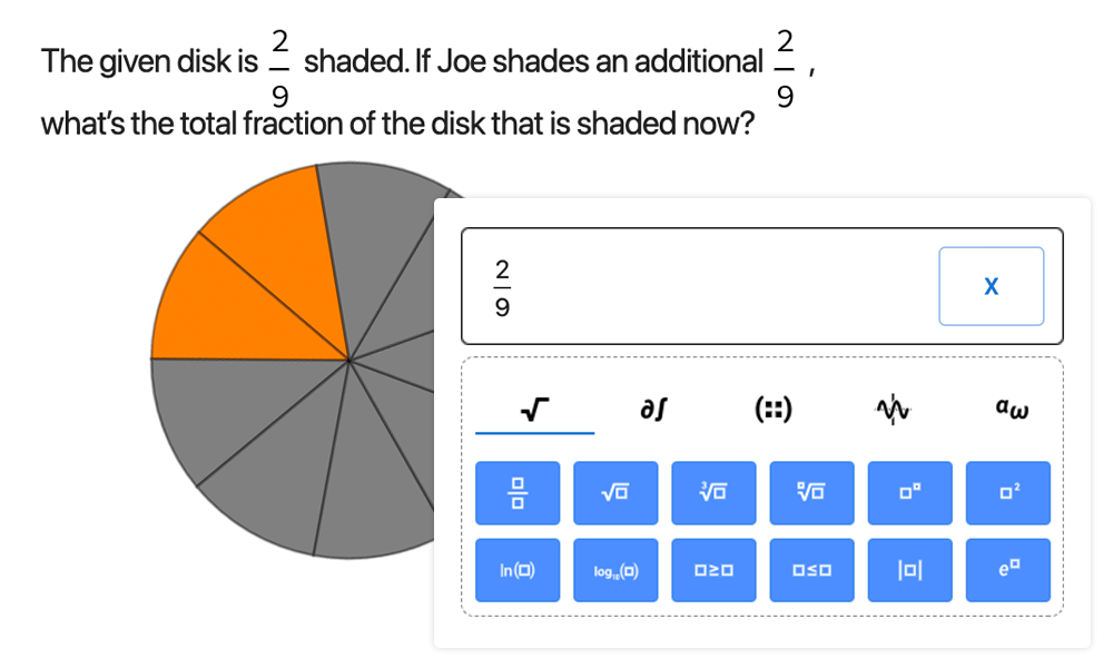 Ein Screenshot des mathematischen Eingabetools, eine der Komponenten der Plattform