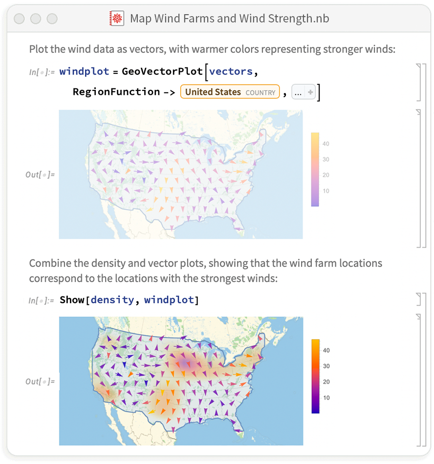 Map wind farms and wind strength notebook