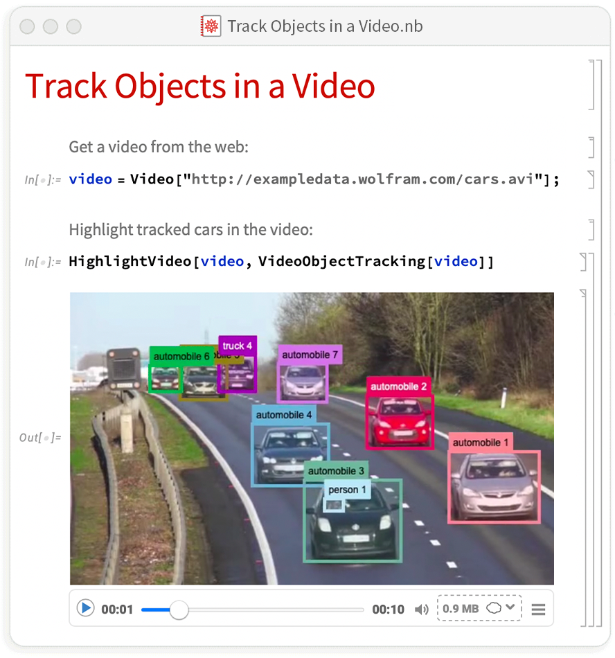 Track objects in a video notebook