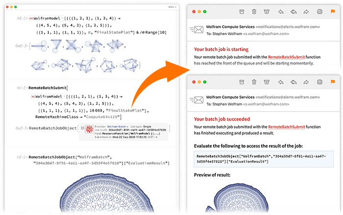 Screenshot highlighting Mathematica's (Super)Computing Services, showing how Wolfram Compute Services enable users to scale computations to cloud-based high-performance computing resources, including GPU acceleration, without manual infrastructure setup.